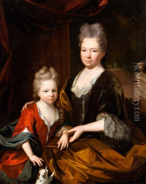 Portret Van Abigael Van Hoeckelum (1657-1717) En Haar Dochter Anna Martina Van Bethem (1700-1793) Oil Painting - Gerrit Alberts