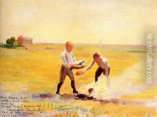 Boys by a Fire Oil Painting - Thomas Pollock Anschutz