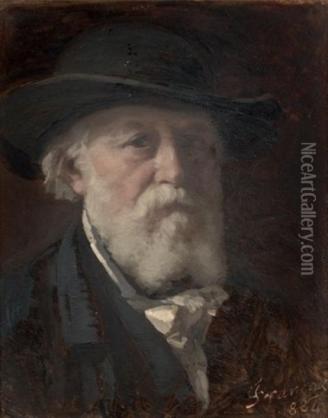 Autoportrait Au Chapeau Oil Painting - Francois Louis Francais