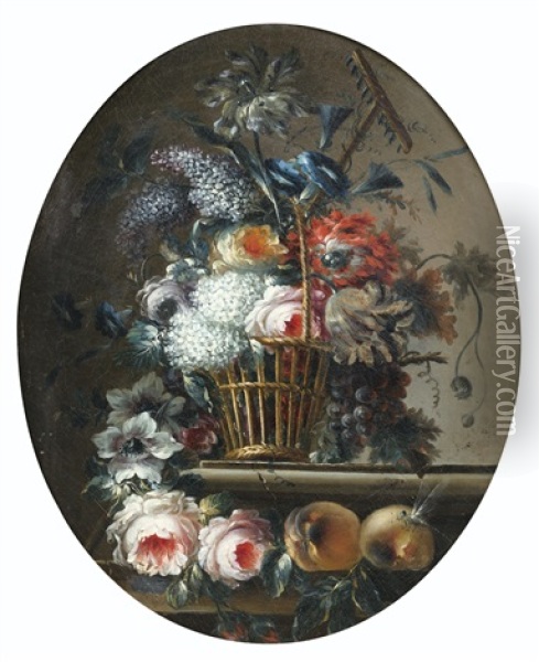 Nature Morte Au Panier De Fleurs Oil Painting - Jean-Jacques Bachelier