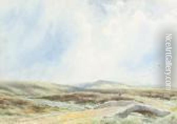 On The Moors Oil Painting - Richard William Halfnight