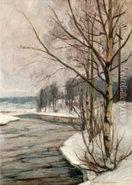 Birches In Early Spring Oil Painting - Victor Westerholm