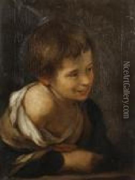 A Peasant Boy Leaning On A Sill Oil Painting - Bartolome Esteban Murillo