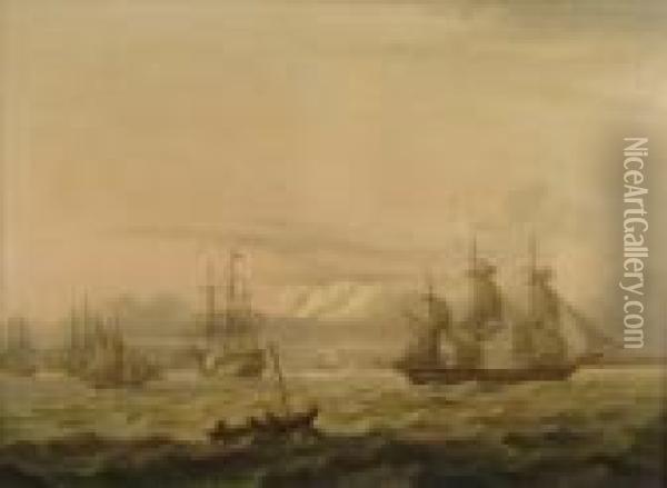 Off Portsmouth Oil Painting - Thomas Luny
