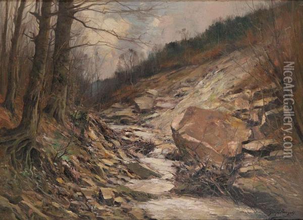 Boszicht In De Winter Oil Painting - Joseph Charles Francois