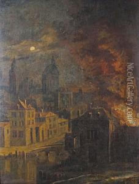 L'incendie Oil Painting - Daniel van Heil
