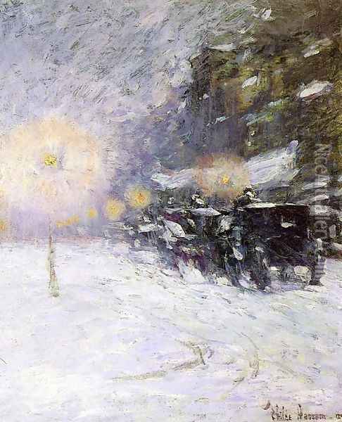 Winter Midnight Oil Painting - Frederick Childe Hassam