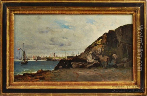 Cove With Lighthouse Oil Painting - Francois de Blois