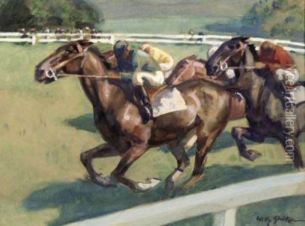 The Horserace Oil Painting - Willy Sluyters