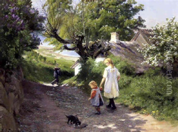 Smapiger Pa En Vej Oil Painting - Hans Andersen Brendekilde