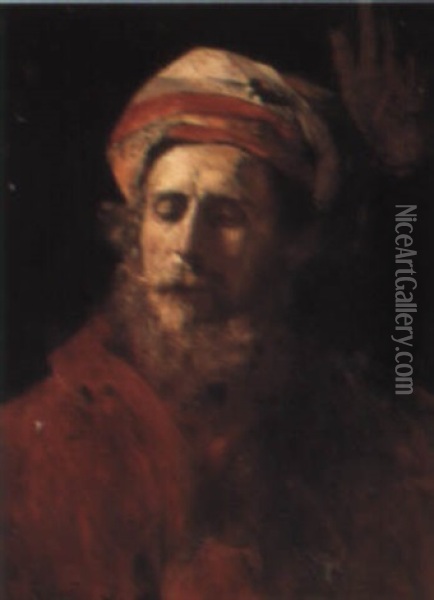 Turkish Nobleman Oil Painting - Imre Revesz