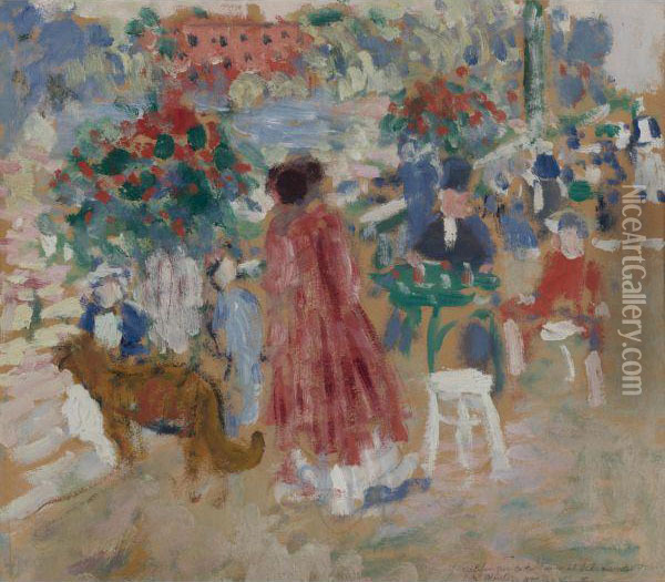 On The Terrace, The Botanic Gardens, Malines Oil Painting - Rik Wouters