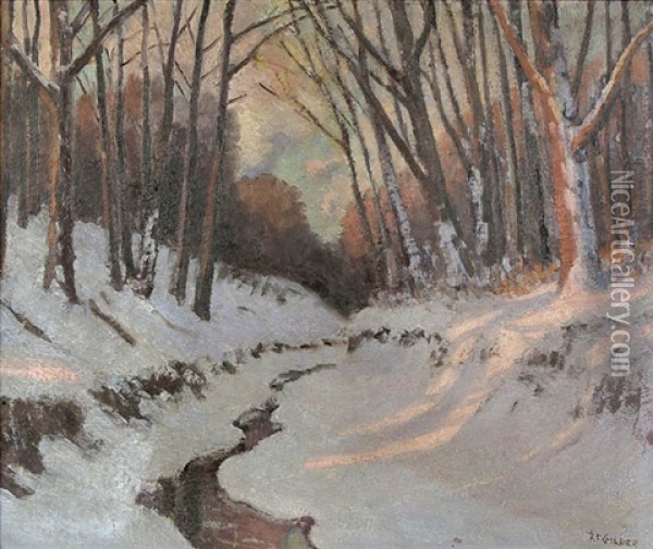 Sunset In Spring Hollow - February Oil Painting - Robert Fletcher Gilder