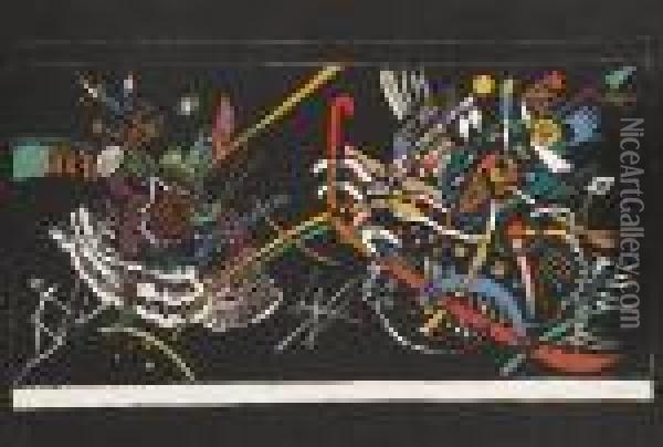 Composition Fond Noir Oil Painting - Wassily Kandinsky