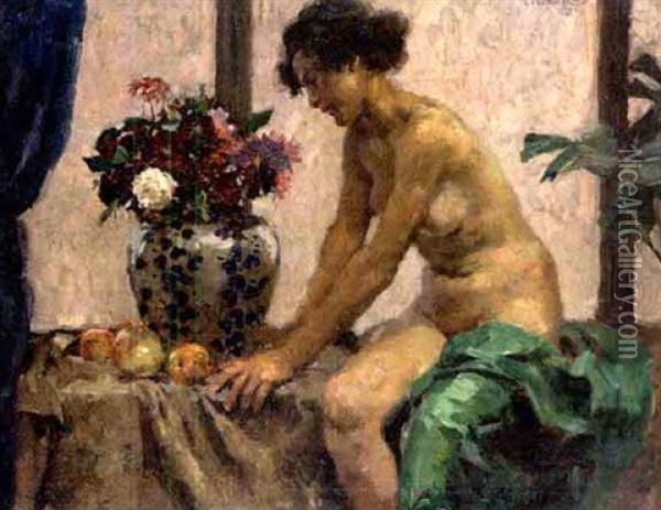 Frauenakt Mit Blumen Oil Painting - Paul Paede