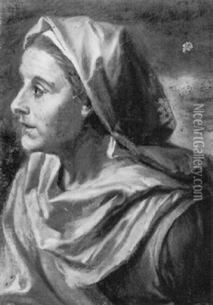 Visage De Femme De Profil Oil Painting - Jean-baptiste Jouvenet