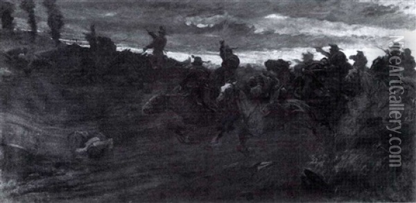 Calvary Charge At Dawn Oil Painting - Vittorio Guaccimanni
