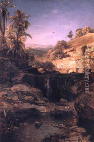 Middle Eastern Valley Oil Painting - Ernest Karl Eugen Koerner