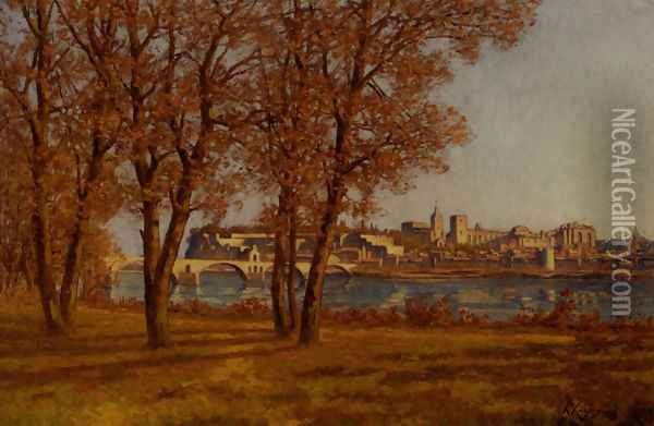 Le Chateau Des Papes A Avignon Oil Painting - Henri-Joseph Harpignies