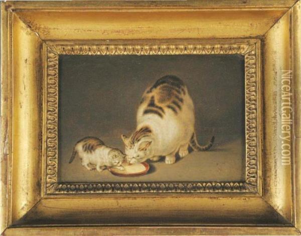 Chatte Et Chaton Oil Painting - Gottfried Mind