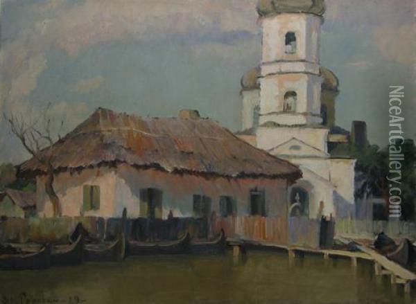 Biserica In Vlcov Oil Painting - Stefan Popescu