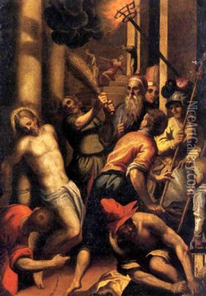 La Flagellazione Di Cristo Oil Painting - Jacopo Palma il Giovane