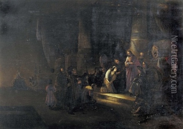 Christus Und Die Ehebrecherin Oil Painting - Leonard Bramer
