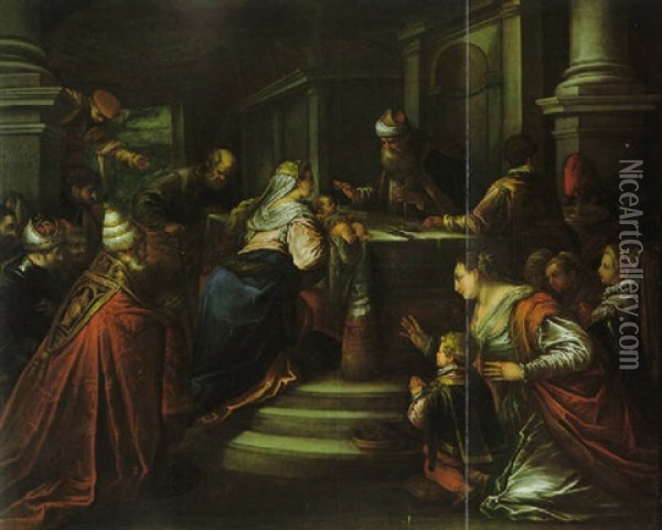 Die Darbringung Christi Im Tempel Oil Painting - Jacopo dal Ponte Bassano