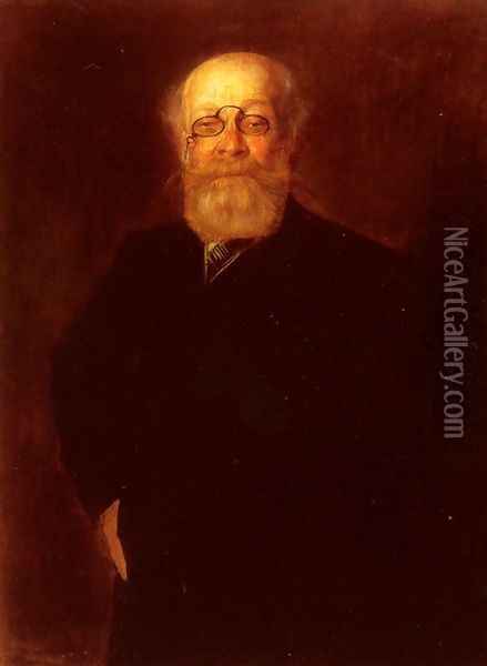 Portrait Of A Bearded Gentleman Wearing A Pince-Nez Oil Painting - Franz von Lenbach