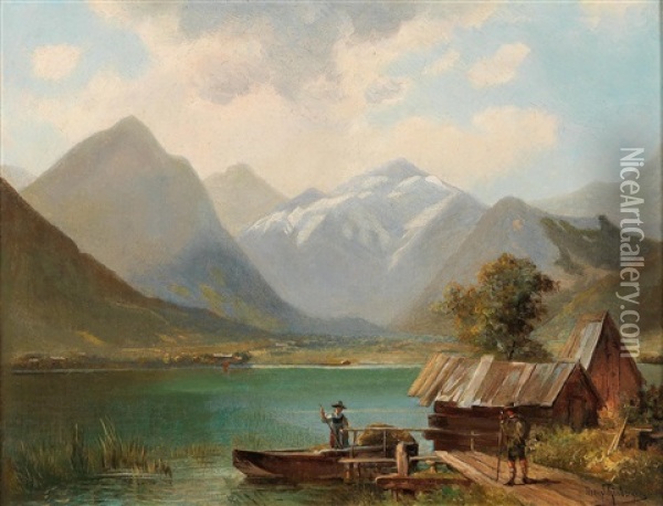 On Lake Achensee, Tyrol Oil Painting - Alfred K.J.O. von Schoenberger