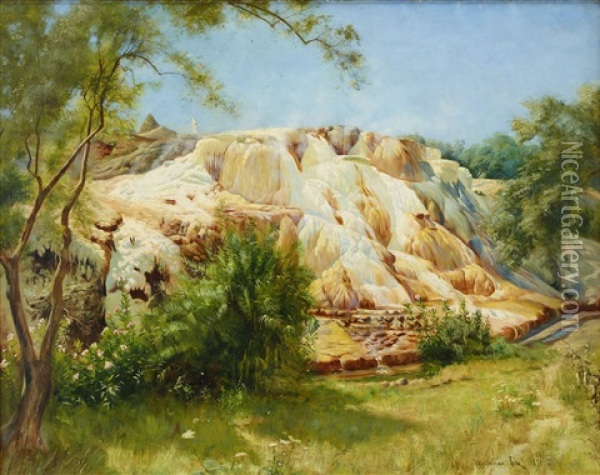 Det Forstenade Vattenfallet I Hamadan Oil Painting - Knut Gustaf Waldemar Tode