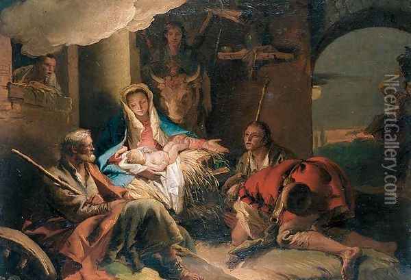 The Adoration of the Shepherds 1751-53 Oil Painting - Giovanni Domenico Tiepolo