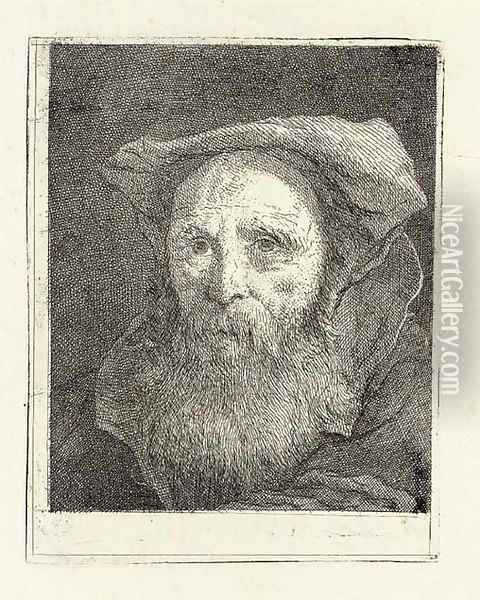 Bearded old Man with a Hat, from Raccolta di Teste II Oil Painting - Giovanni Domenico Tiepolo