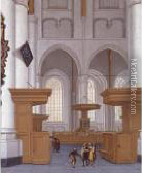 Interior Of The Laurenskerk, Rotterdam, View To The South Oil Painting - Anthonie De Lorme