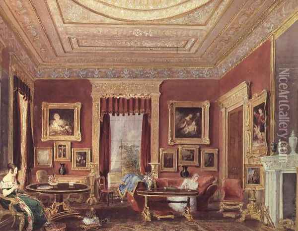 The Drawing Room, Leigh Court, Bristol, c.1840 Oil Painting - Thomas Leeson the Elder Rowbotham