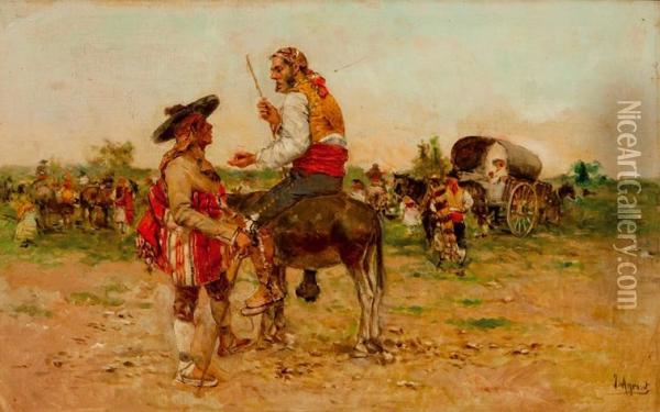 Un Alto En El Camino Oil Painting - Joaquin Agrasot y Juan