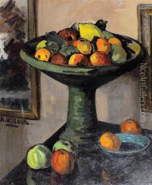 Still Life With Fruit Oil Painting - Antoine Villard