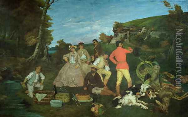 The Huntsman's Picnic Oil Painting - Jean-Baptiste-Camille Corot