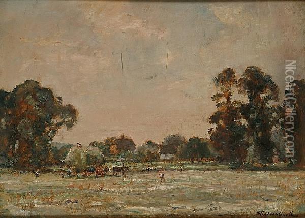 The Hayfield Oil Painting - James Herbert Snell