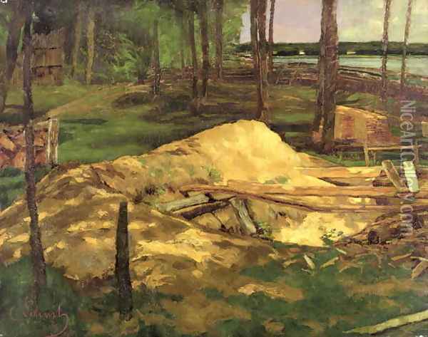 Sawdust Pit, 1876 Oil Painting - Carl Schuch