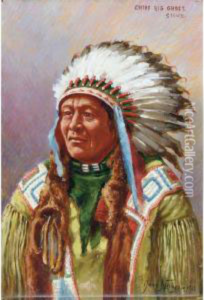 Chief Big Ghost, Sioux Oil Painting - John Hauser
