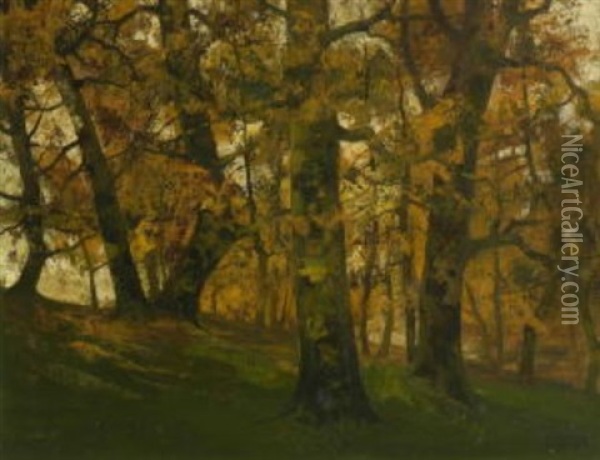 Herbstgold Oil Painting - Anton Mueller-Wischin