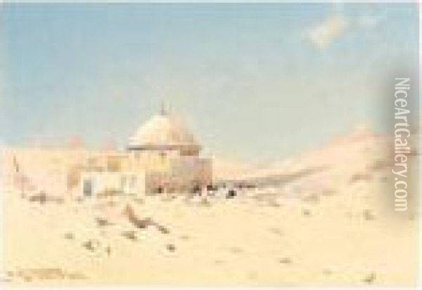A Temple In The Desert Oil Painting - Augustus Osborne Lamplough