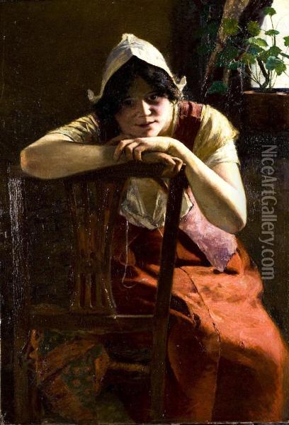 Fillette Assise Oil Painting - Alois Boudry