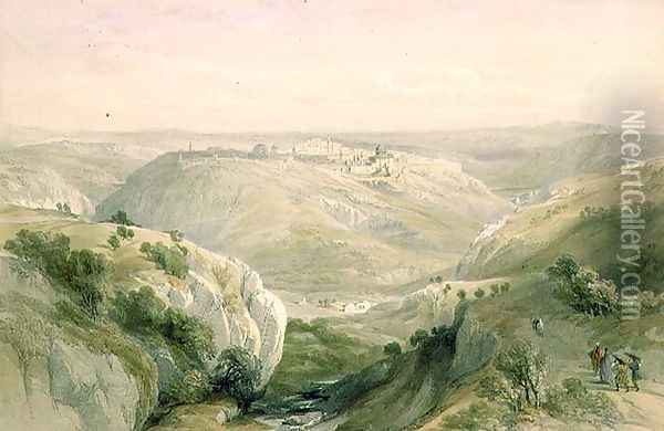 Jerusalem from the South, April 12th 1839, plate 10 from Volume I of The Holy Land, engraved by Louis Haghe 1806-85 pub. 1842 Oil Painting - David Roberts