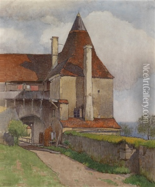 Alter Turm In..., (wohl Burghausen) Oil Painting - Ferdinand Brunner