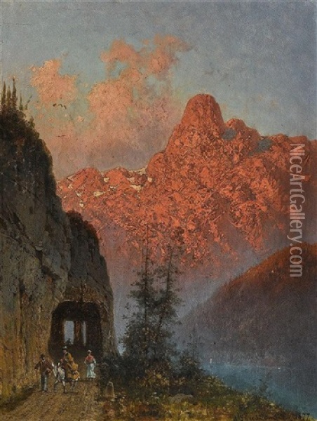 Alpengluhen Oil Painting - Alexander Swieszewski