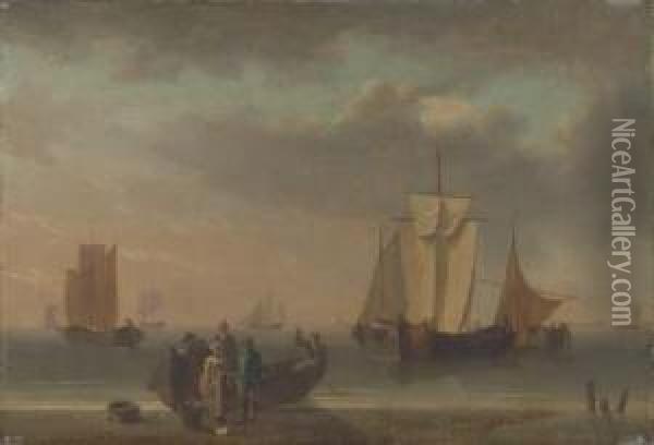 Unloading The Catch Oil Painting - William Anderson