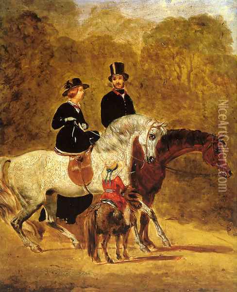 Sketch of Queen Victoria, The Prince Consort & HRH Prince Albert Edward Oil Painting - John Frederick Herring Snr