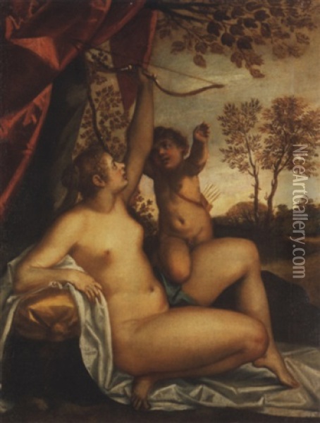 Venus Desarmant L'amour Oil Painting -  Pordenone (Giovanni Antonio)